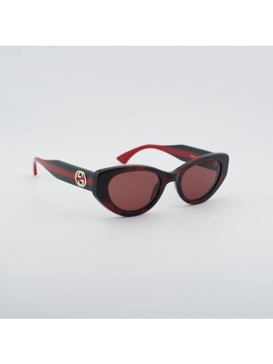 Gucci GG1862S 003 Sunglasses Havana Cat Eye Frame, Burgundy Lenses